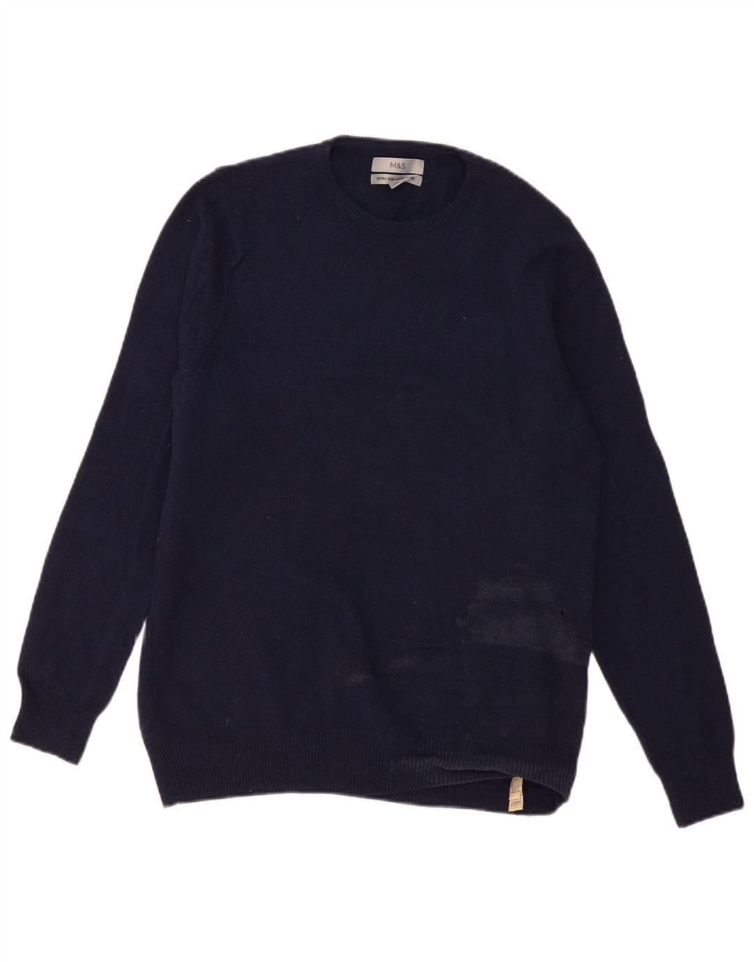 Marks & Spencer Herren-Pullover mit Rundhalsausschnitt, mittlere marineblaue Lammwolle