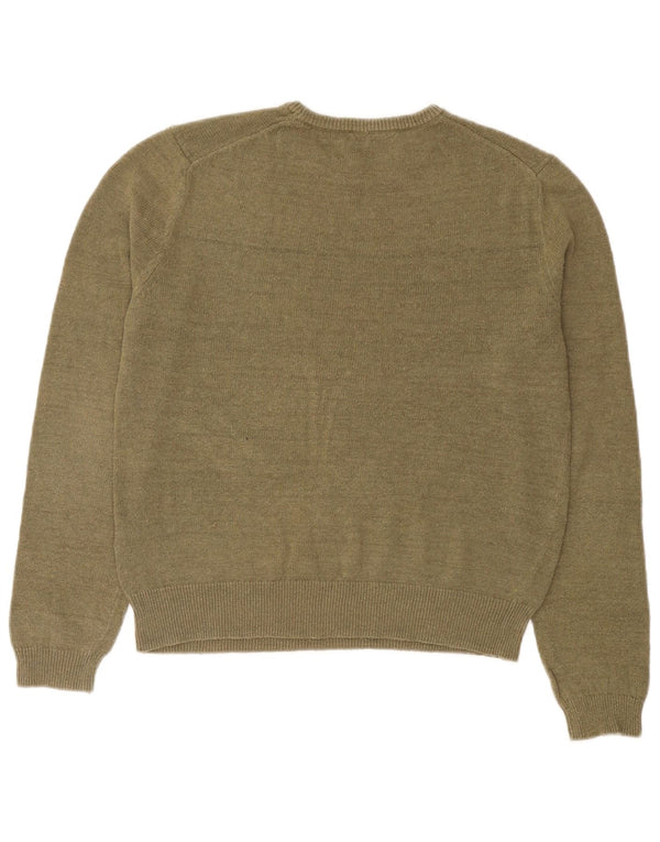 Zara Damen-Pullover mit Rundhalsausschnitt, UK 14, mittlere Khaki-Baumwolle