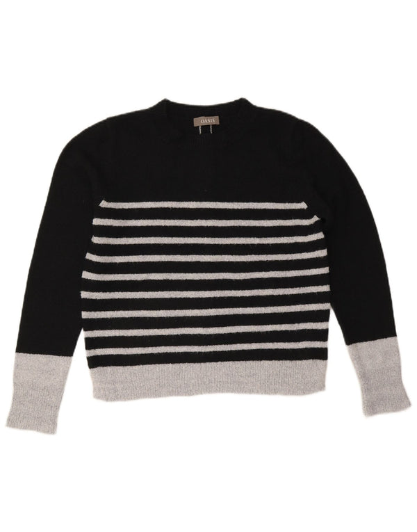 Oasis Damen-Pullover mit Rundhalsausschnitt, Gr. 14, Mittelschwarz, gestreift, Acryl