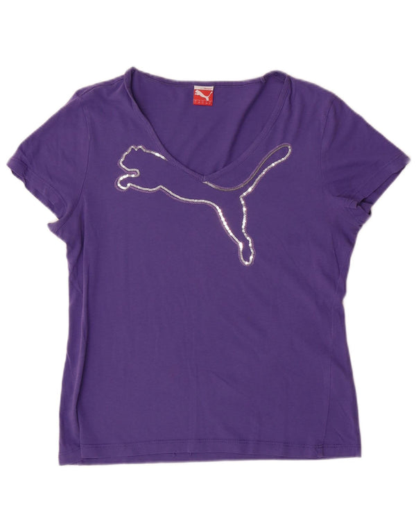 PUMA Damen Graphic T-Shirt Top UK 14 Medium Lila