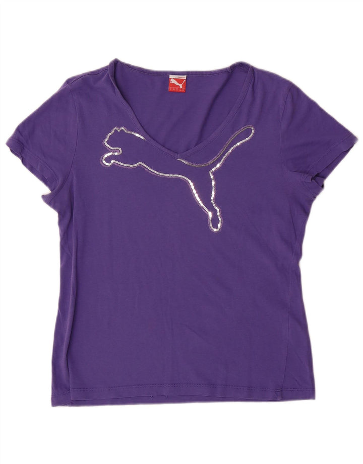 PUMA Damen Graphic T-Shirt Top UK 14 Medium Lila