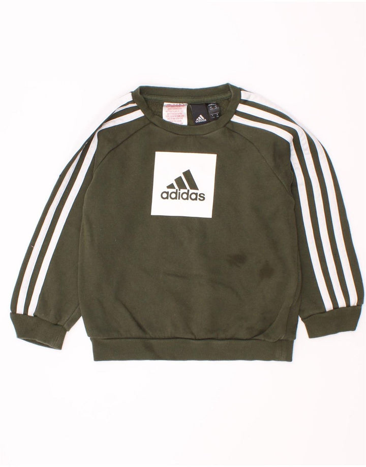 Adidas Jungen Grafik-Sweatshirt-Pullover, 3–4 Jahre, grüne Baumwolle