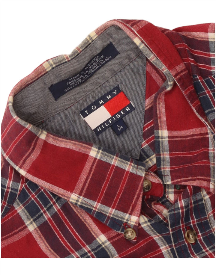 Tommy Hilfiger Herrenhemd, groß, rot kariert, Baumwolle