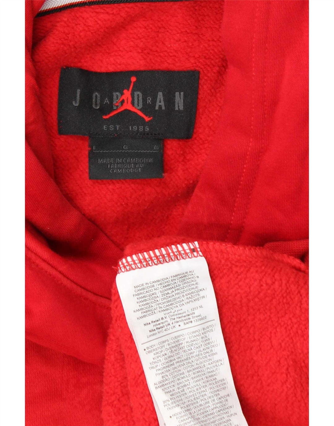 Jordan Herren-Kapuzenpullover, groß, rot, geometrisch, Baumwolle