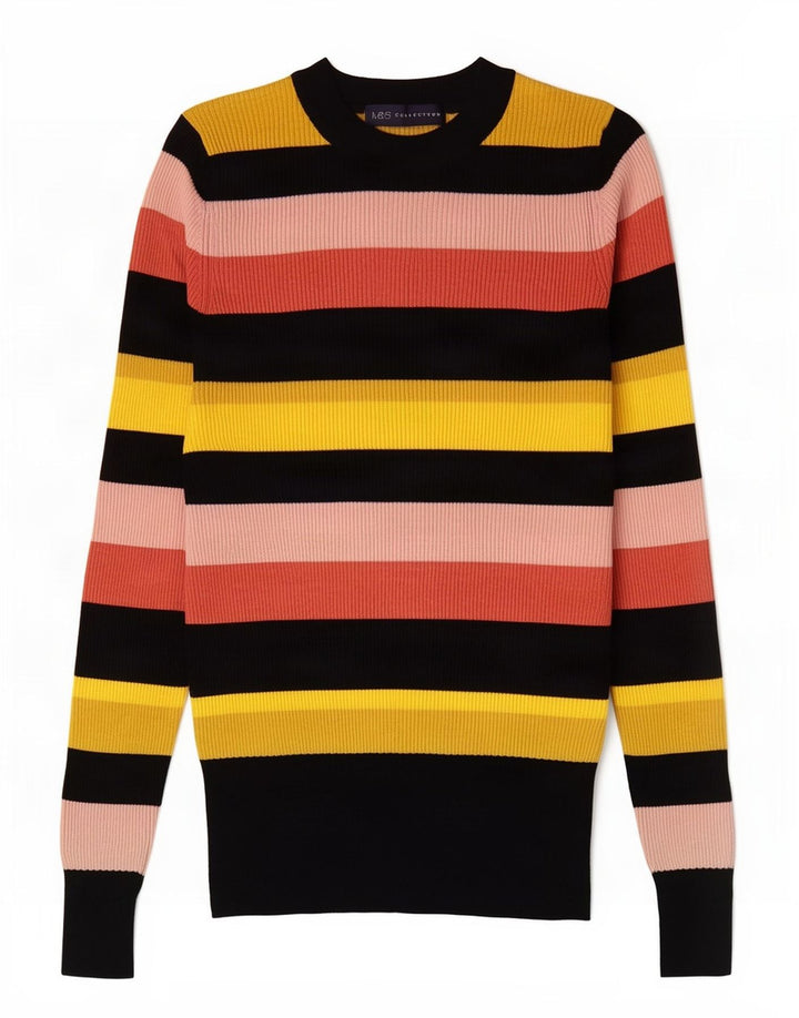 Marks & Spencer Damen-Pullover mit Rundhalsausschnitt, Gr. 14, Größe L, mehrfarbig
