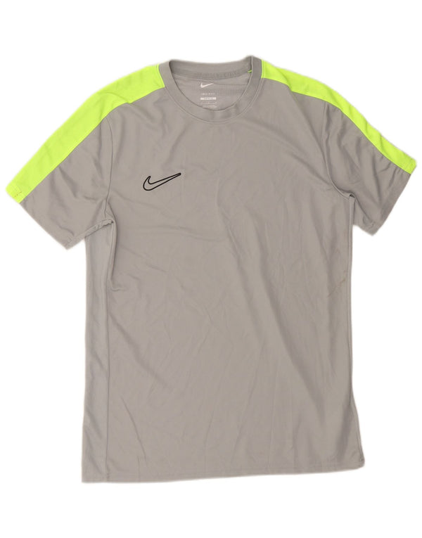 Nike Mens Dri Fit Slim Fit T-Shirt Top Large Grey Colourblock Polyester