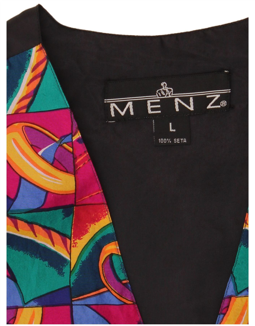 VINTAGE Herrenweste, groß, mehrfarbig, Patchwork-Seide