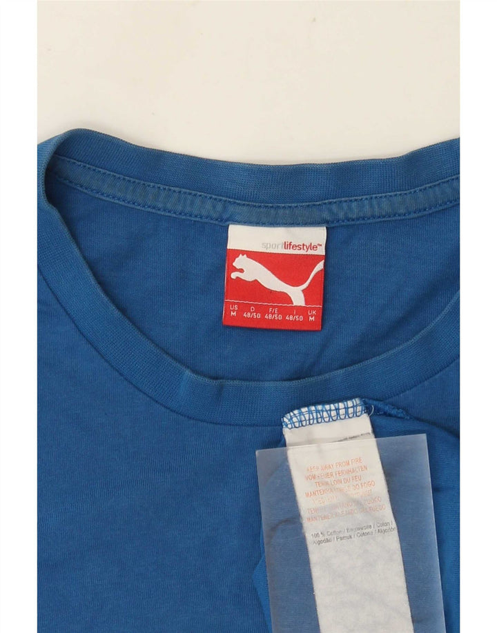 Puma Herren Grafik-T-Shirt-Oberteil aus mittelblauer Baumwolle