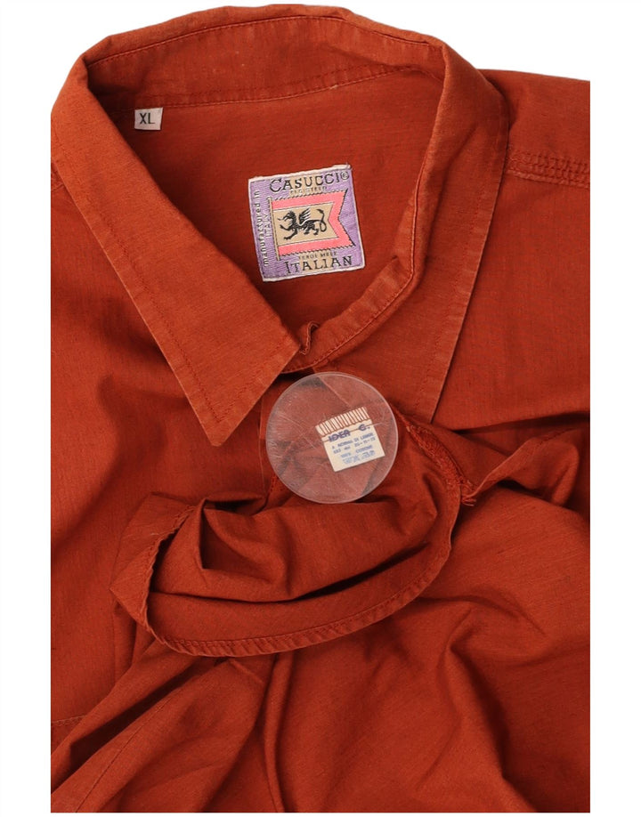 CASUCCI Herren Kurzarmhemd XL Orange Baumwolle