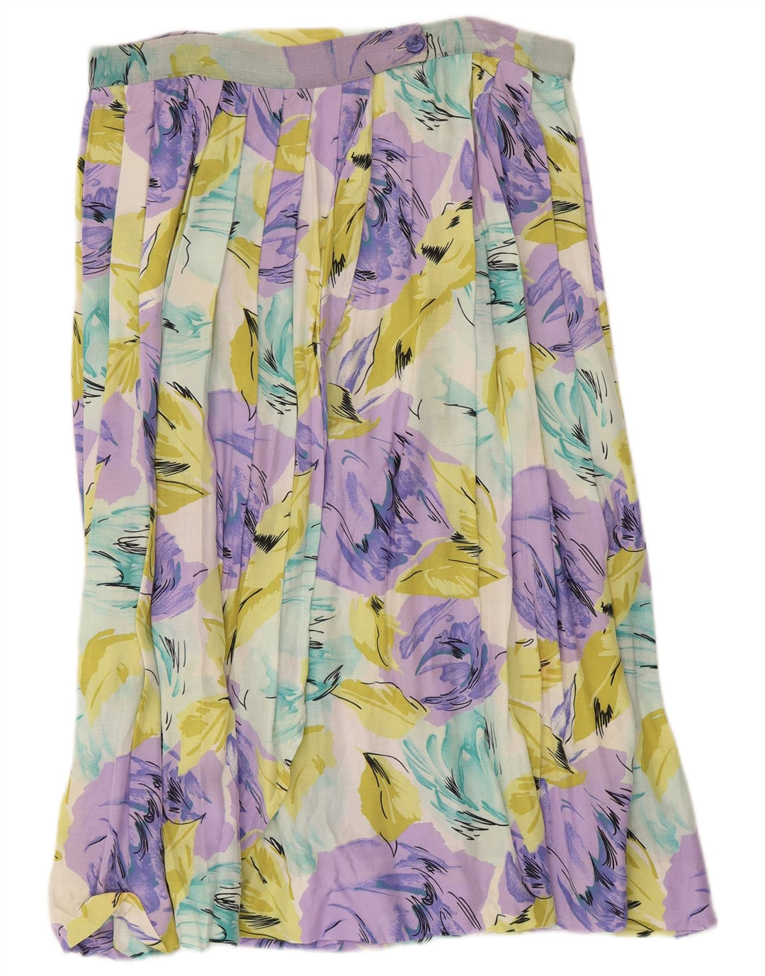 Vintage Damen Faltenrock W32 Großes Mehrfarbiges Blumenmuster