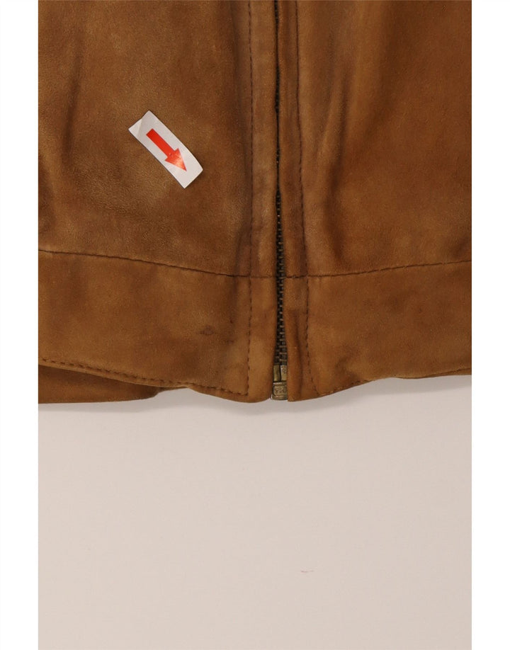 Vintage Herren Wildleder Bomberjacke IT 50 Großes braunes Leder