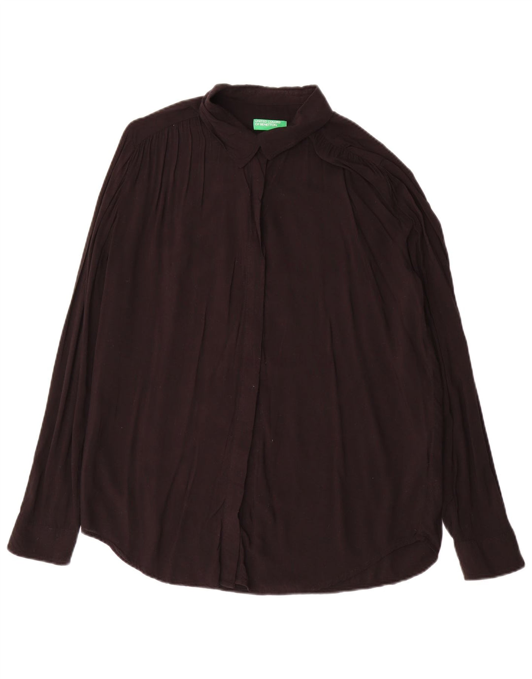 Benetton Damen-Hemdbluse in Übergröße, Gr. 46, Größe L, Schwarz, Viskose
