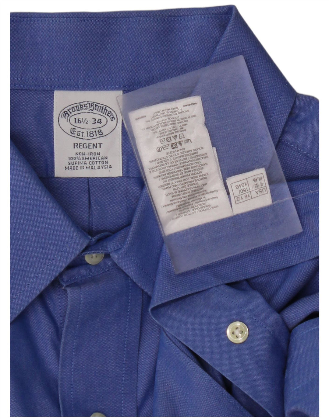 BROOKS BROTHERS Herren Regent Hemd Größe 16 1/2 Große blaue Baumwolle