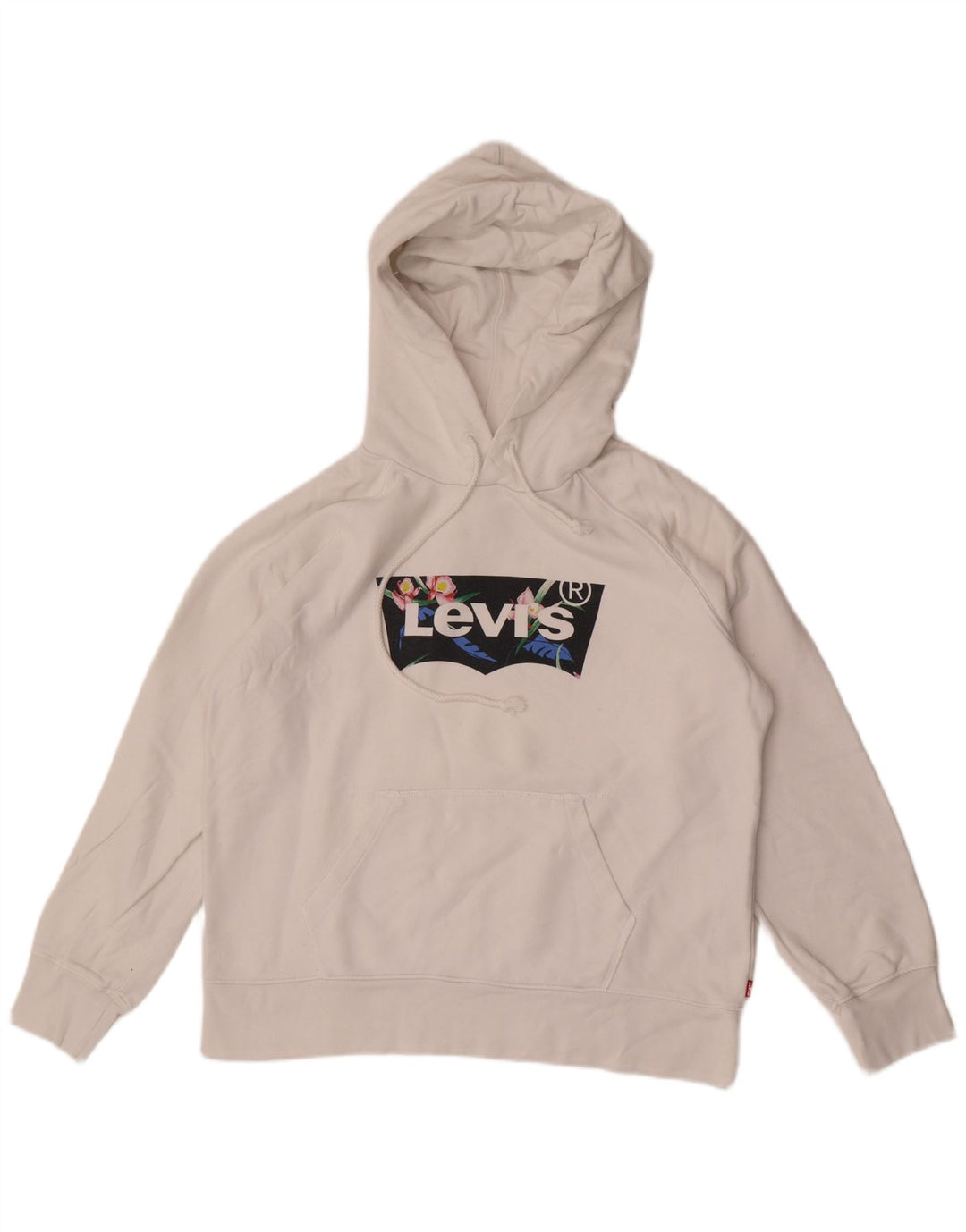 Levi's Damen-Kapuzenpullover mit Grafik, UK 14, mittelweiße Baumwolle