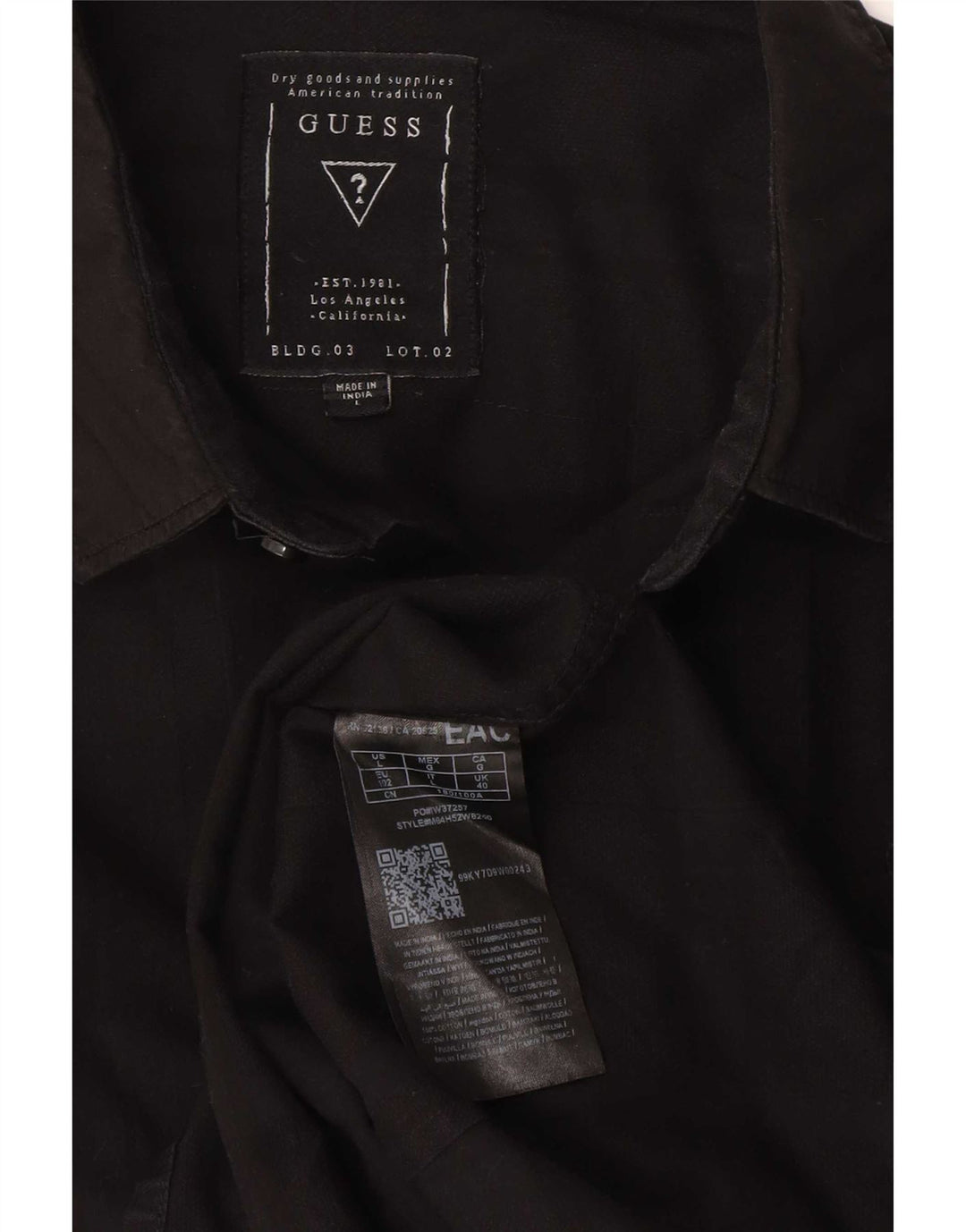 Guess Slim-Fit-Hemd für Herren, groß, schwarz, kariert, Baumwolle
