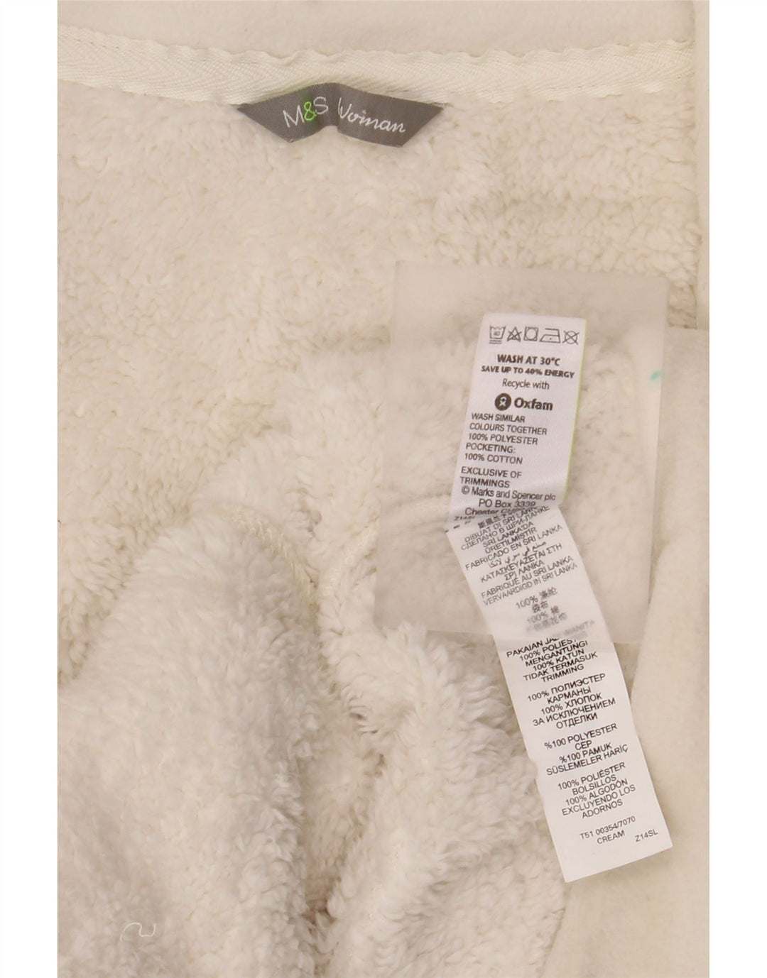 Marks & Spencer Damen Fleecejacke UK 20 2XL Weiße Baumwolle