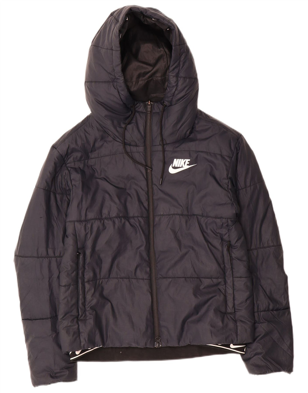 Nike Damen-Kapuzenjacke, wattiert, Gr. 10, Größe S, Schwarz, Polyester