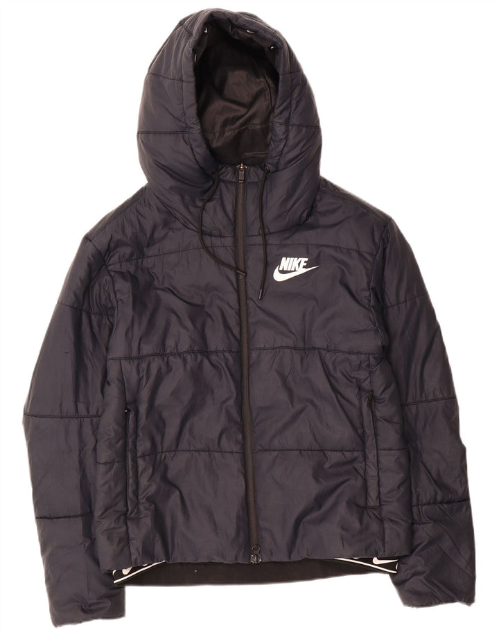 Nike Damen-Kapuzenjacke, wattiert, Gr. 10, Größe S, Schwarz, Polyester