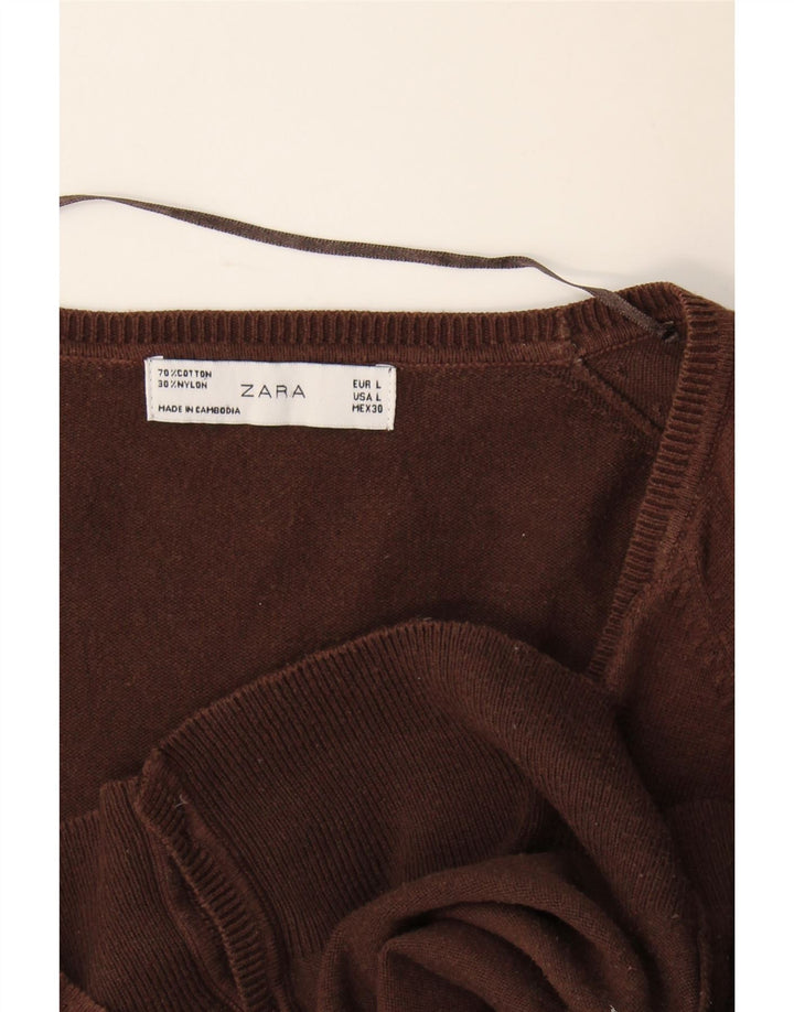 Zara Damen-Cardigan-Pullover UK 14 Large Braun