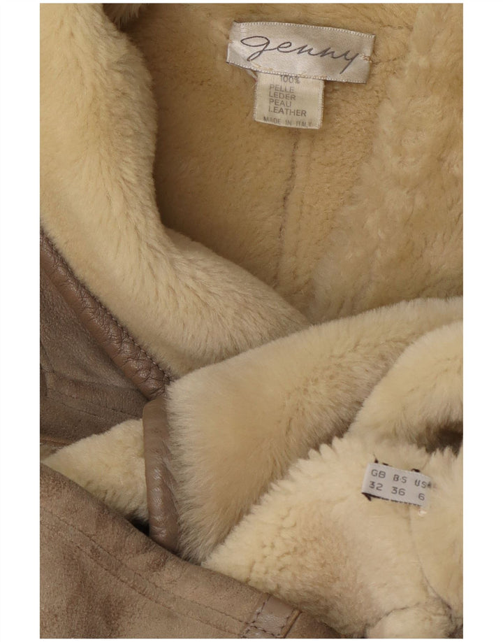 Genny Damen Lammfelljacke US 6 Mittelgraues Leder