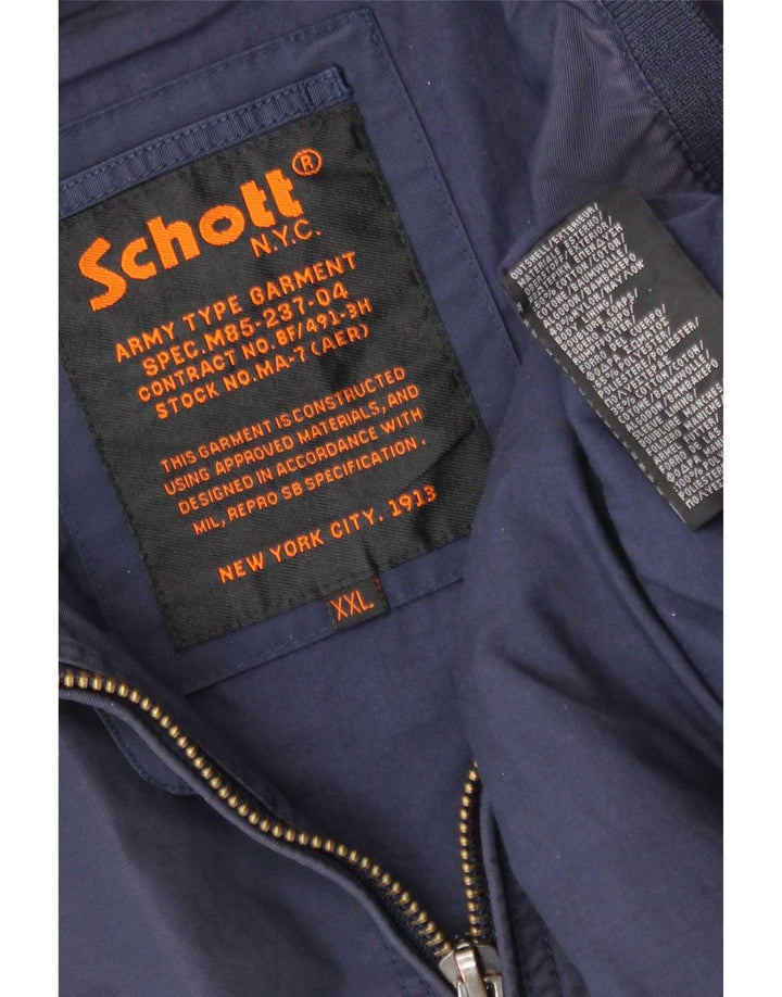 Schott Herren Bomberjacke UK 44 2XL Marineblau Baumwolle