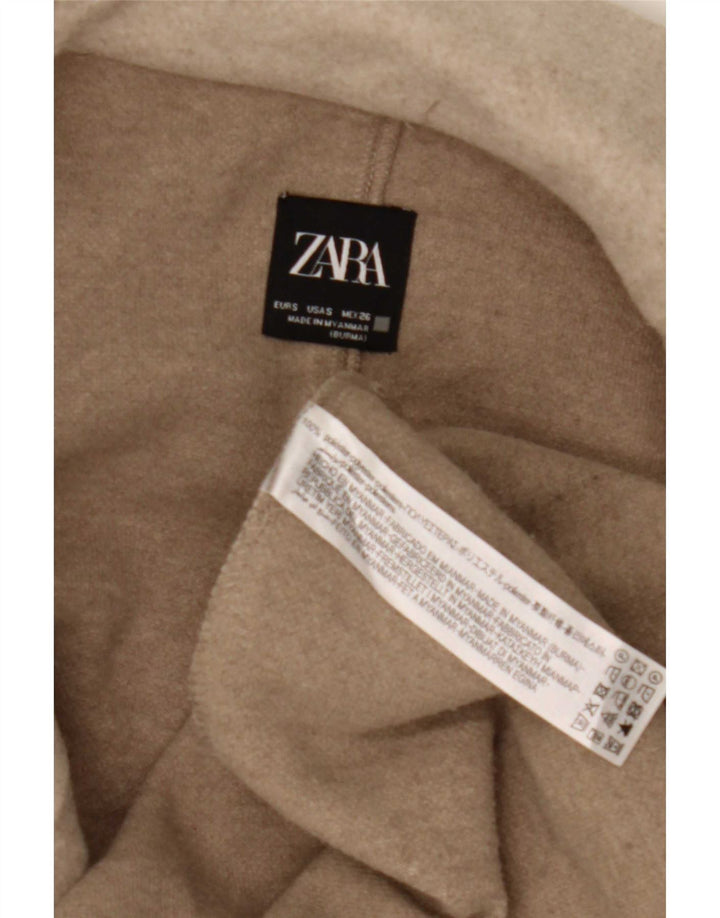 Zara Womens Open Overcoat UK 10 Small Beige Polyester