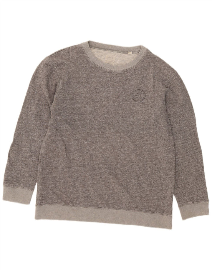 Jack Wills Damen-Sweatshirt-Pullover UK 12 Mittelgrau gefleckte Baumwolle