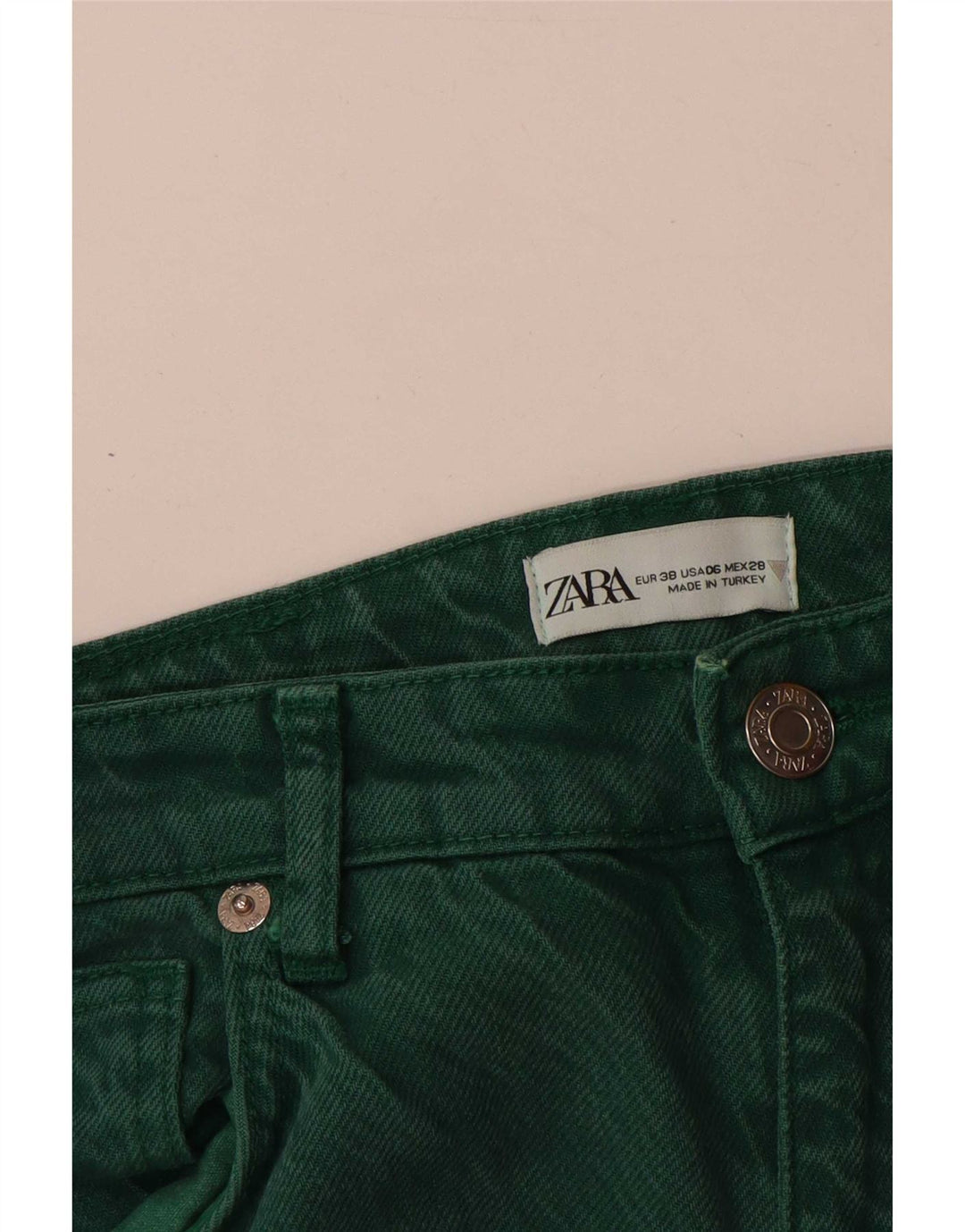 Zara Damen Loose Jeans EU 38 Small W28 L31 Grün
