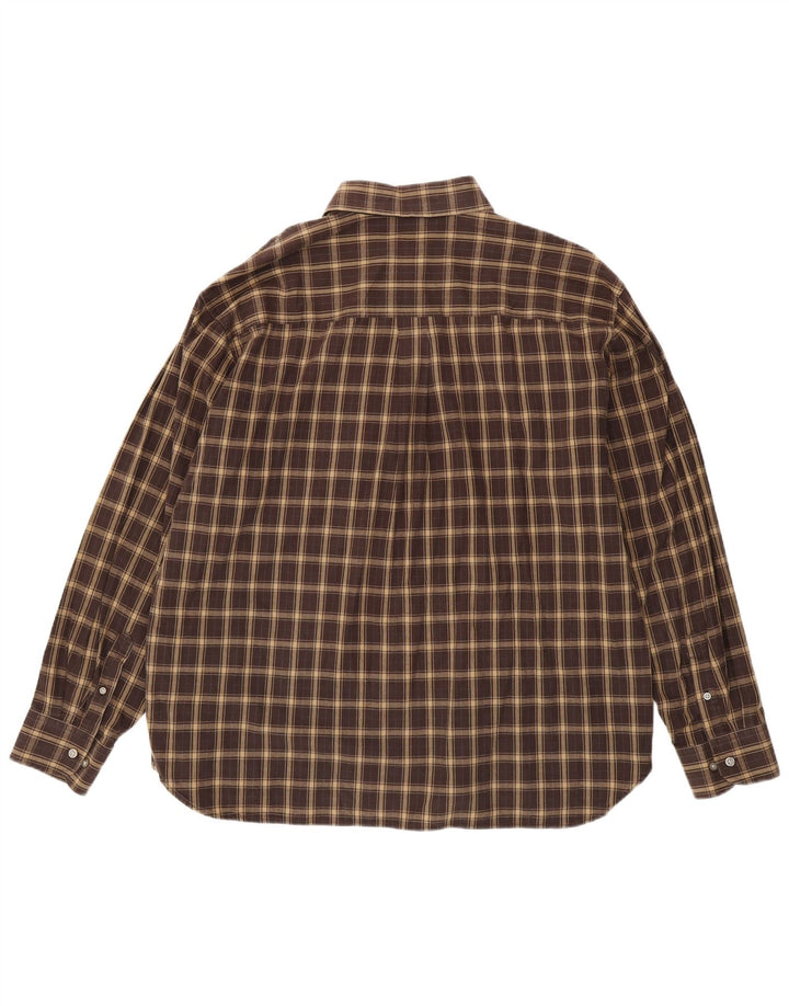 Izod Herrenhemd XL, braun kariert, Baumwolle