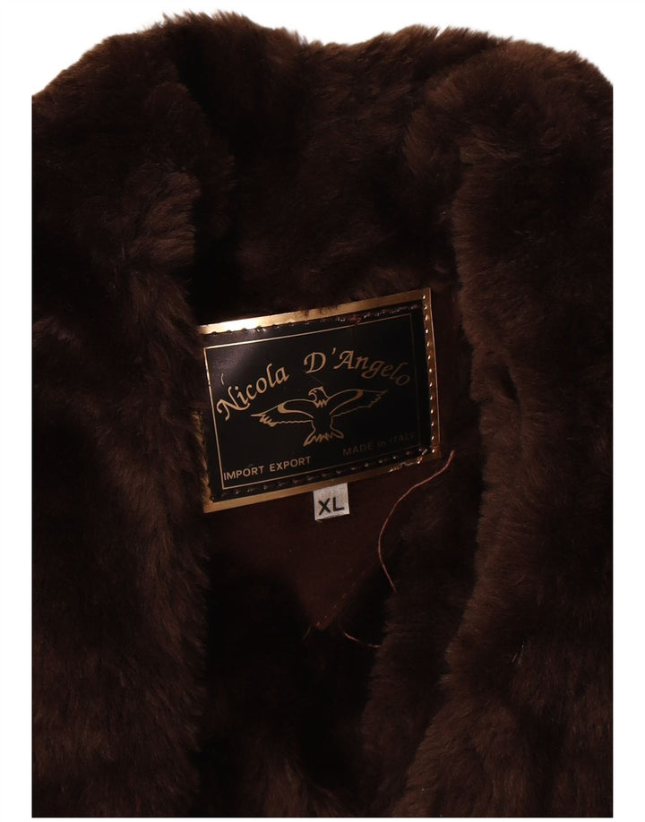 Nicola D'Angelo Herren-Lammfell-Zweireihermantel UK 42 XL Braun