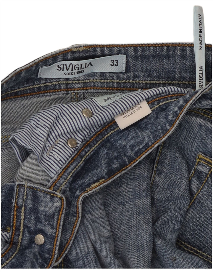 SIVIGLIA Herren Straight Jeans W33 L30 Blaue Baumwolle