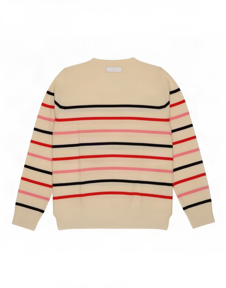 Marks & Spencer Damen-Pullover mit Rundhalsausschnitt, Gr. 12, mittelweiß gestreift
