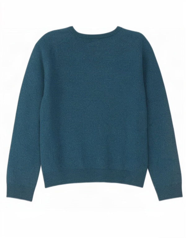Marks & Spencer Damen-Pullover mit V-Ausschnitt, Gr. 18, XL, blaue Lammwolle