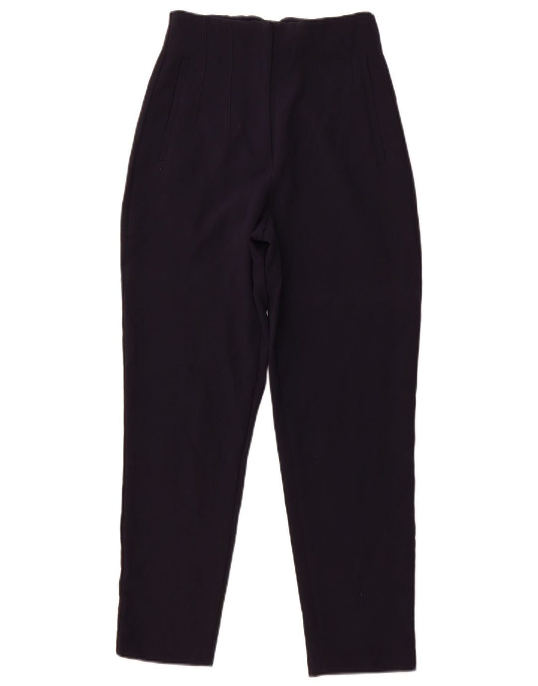 ZARA Damen High Waist Tapered Freizeithose XS W24 L26 Marineblau