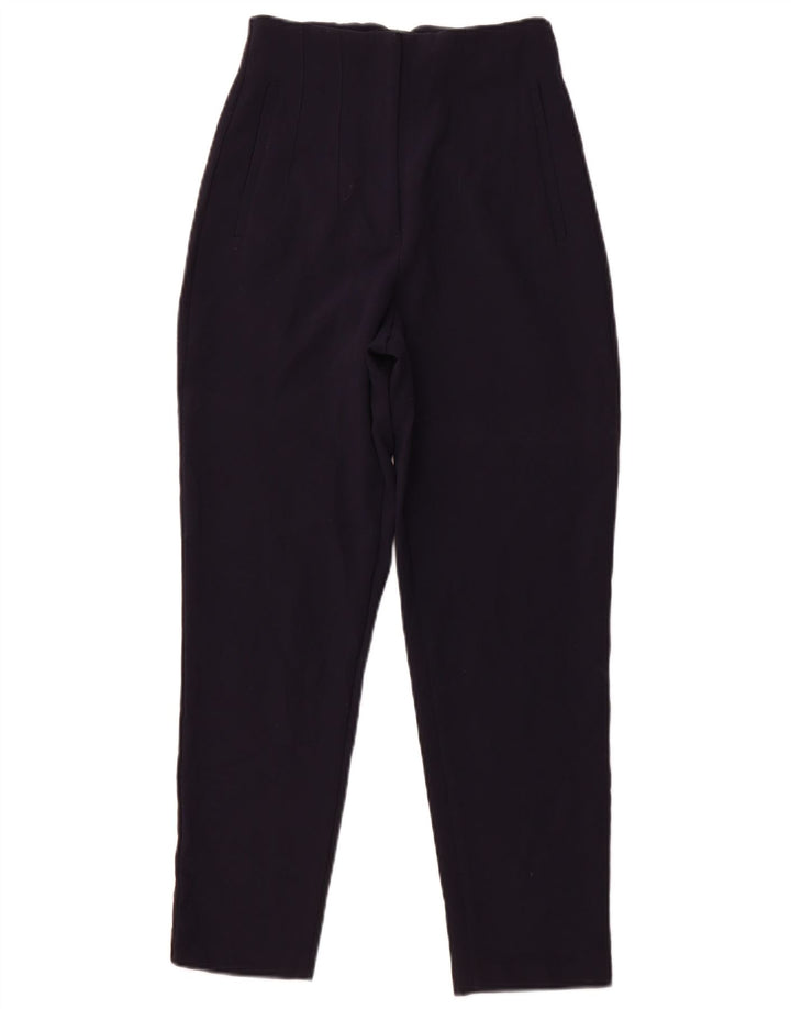 ZARA Damen High Waist Tapered Freizeithose XS W24 L26 Marineblau