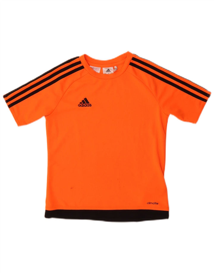 ADIDAS Climalite T-Shirt für Jungen, 9–10 Jahre, orangefarbenes Colourblock-Polyester