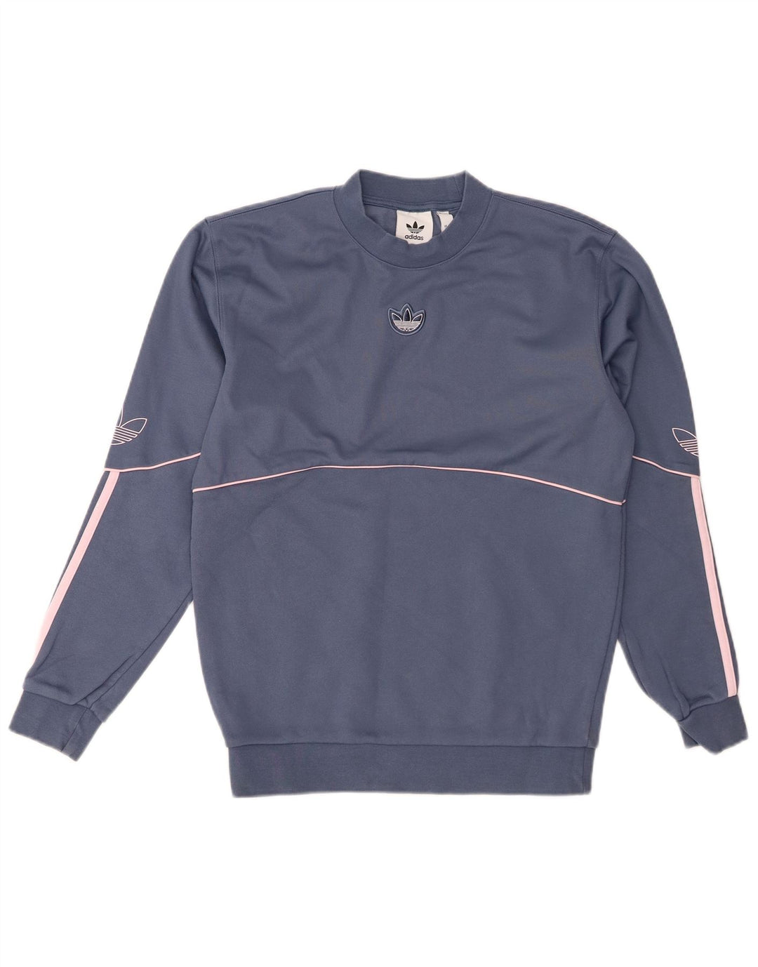 ADIDAS Womens Oversized Graphic Sweatshirt Jumper UK 10 Small Blue Cotton