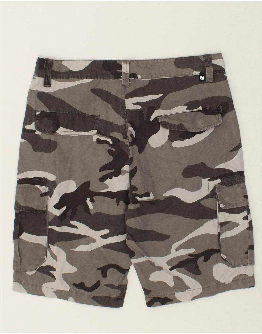 VINTAGE Mens Chino Shorts Medium W30 Grey Camouflage Cotton Vintage Vintage and Second-Hand Vintage from Messina Hembry 