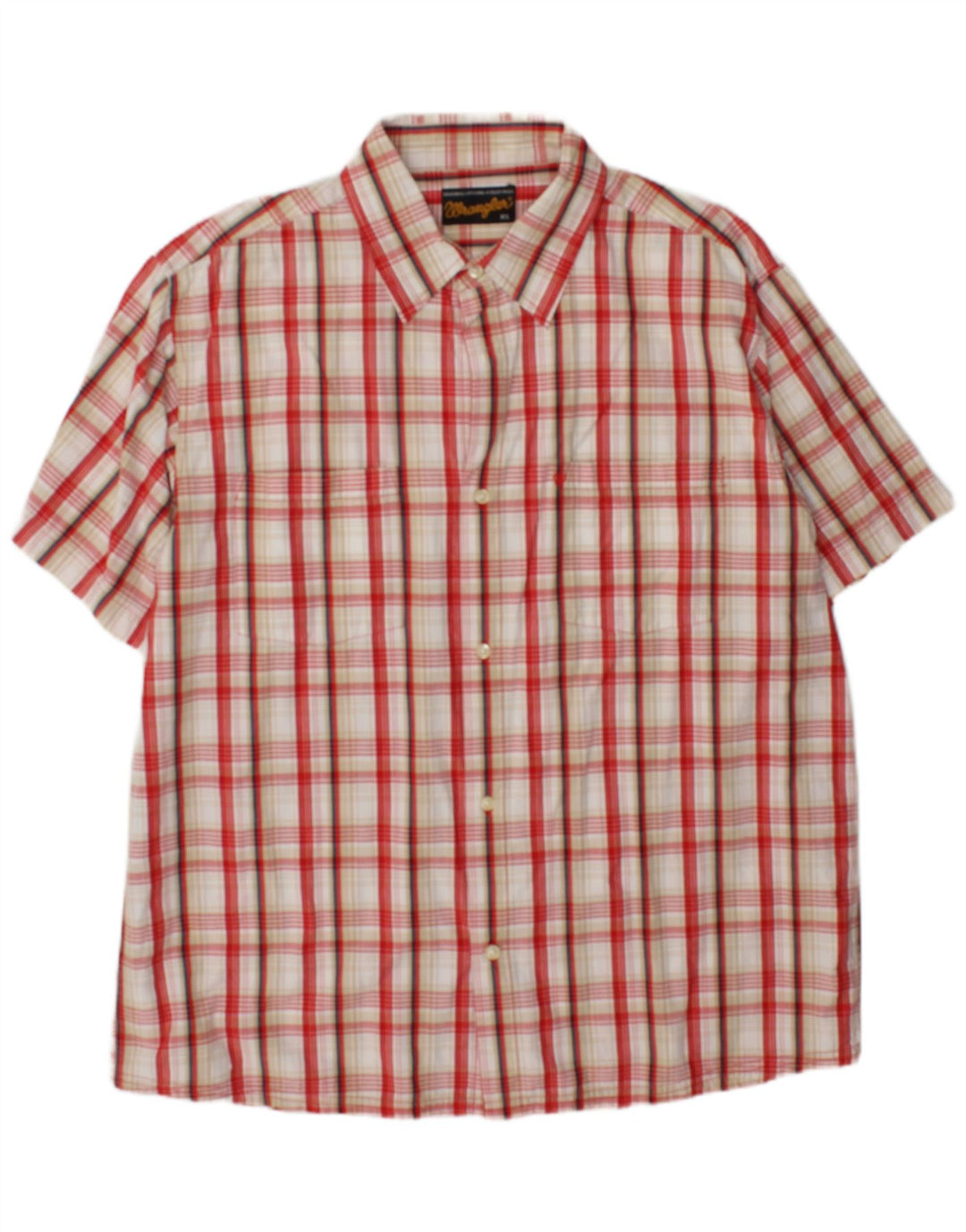 Wrangler Herren-Kurzarmhemd XL, rot kariert, Baumwolle