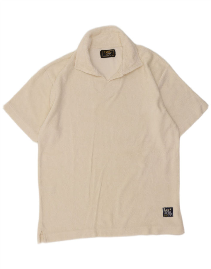 Lee Herren-Poloshirt, groß, cremefarbene Baumwolle