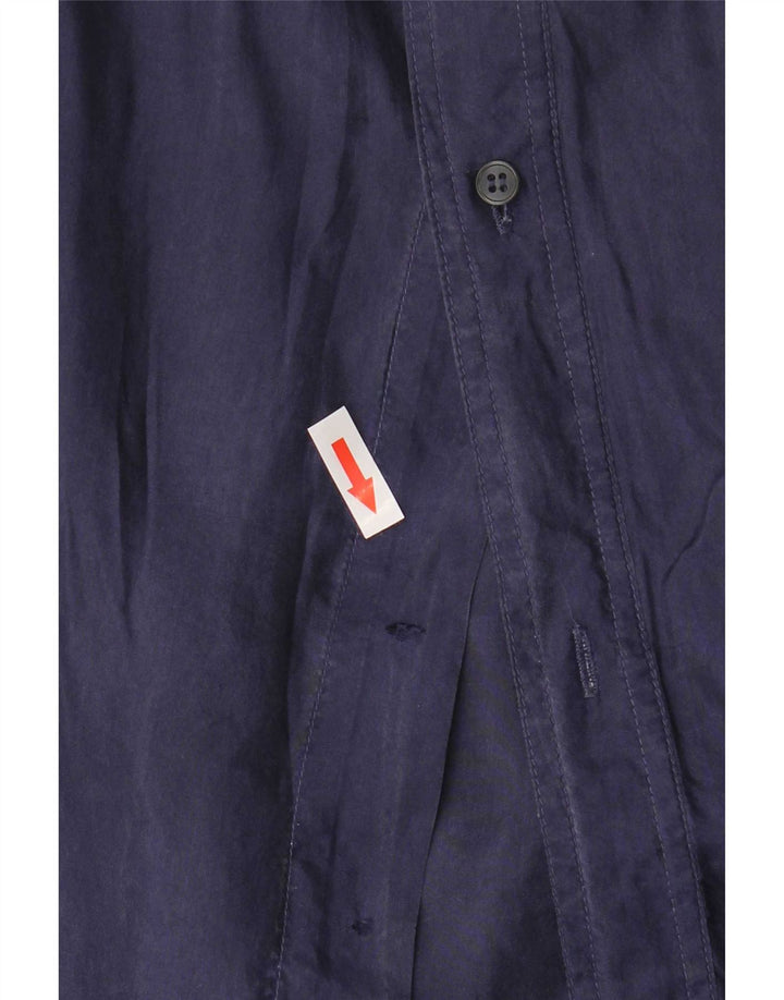 Robert Stock Herrenhemd XL Marineblaue Seide
