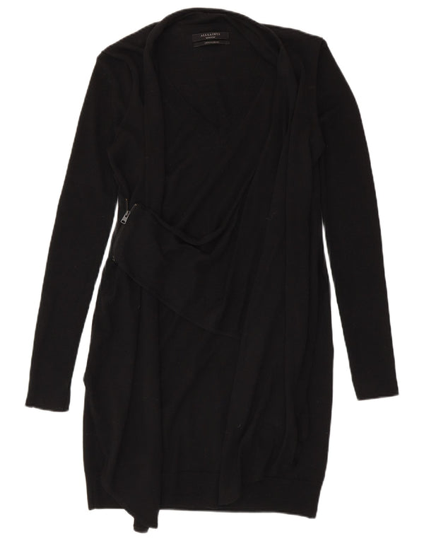 All Saints Damen Langarm-Pulloverkleid UK 12 Mittelschwarze Merinowolle
