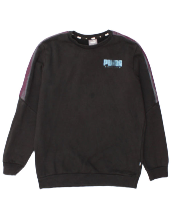 Puma Herren-Sweatshirt mit Grafik, Größe S, Schwarz, Colourblock-Baumwolle