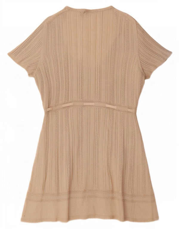 Marks & Spencer Damen Pulloverkleid mit kurzen Ärmeln, UK 20 2XL, Beige, Acryl