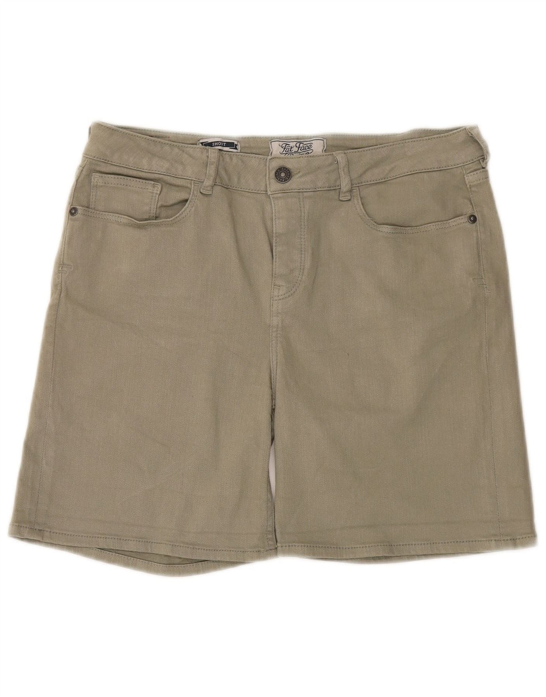 Fat Face Damen Denim-Shorts UK 12 Medium W32 Khaki Baumwolle