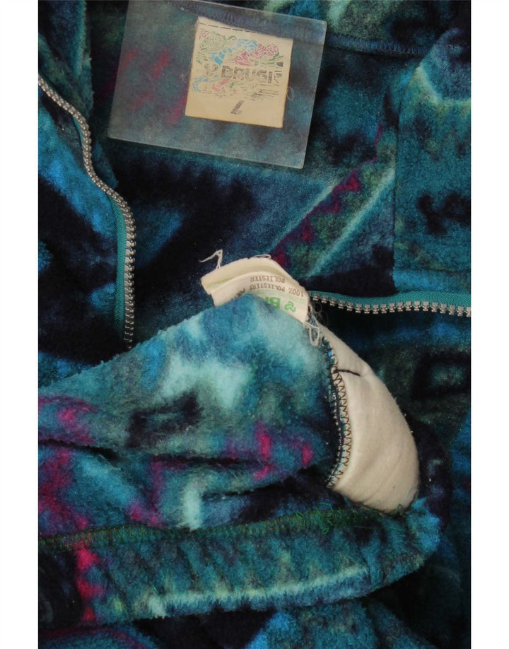 Brugi Herren-Fleecepullover mit Reißverschluss am Hals, großes blaues geometrisches Polyester