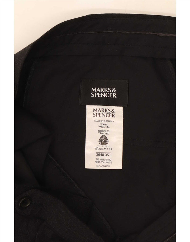 Gerade Herren-Anzughose von Marks & Spencer, W40, L31, graue Wolle