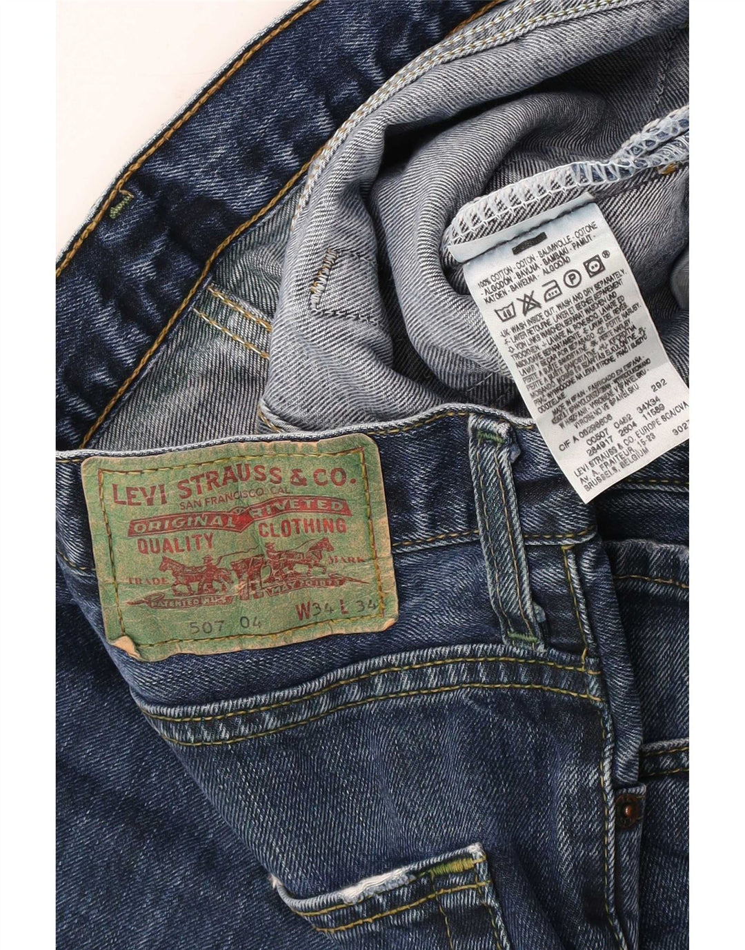 Levi's Herren 507 Bootcut Jeans W34 L34 Blaue Baumwolle