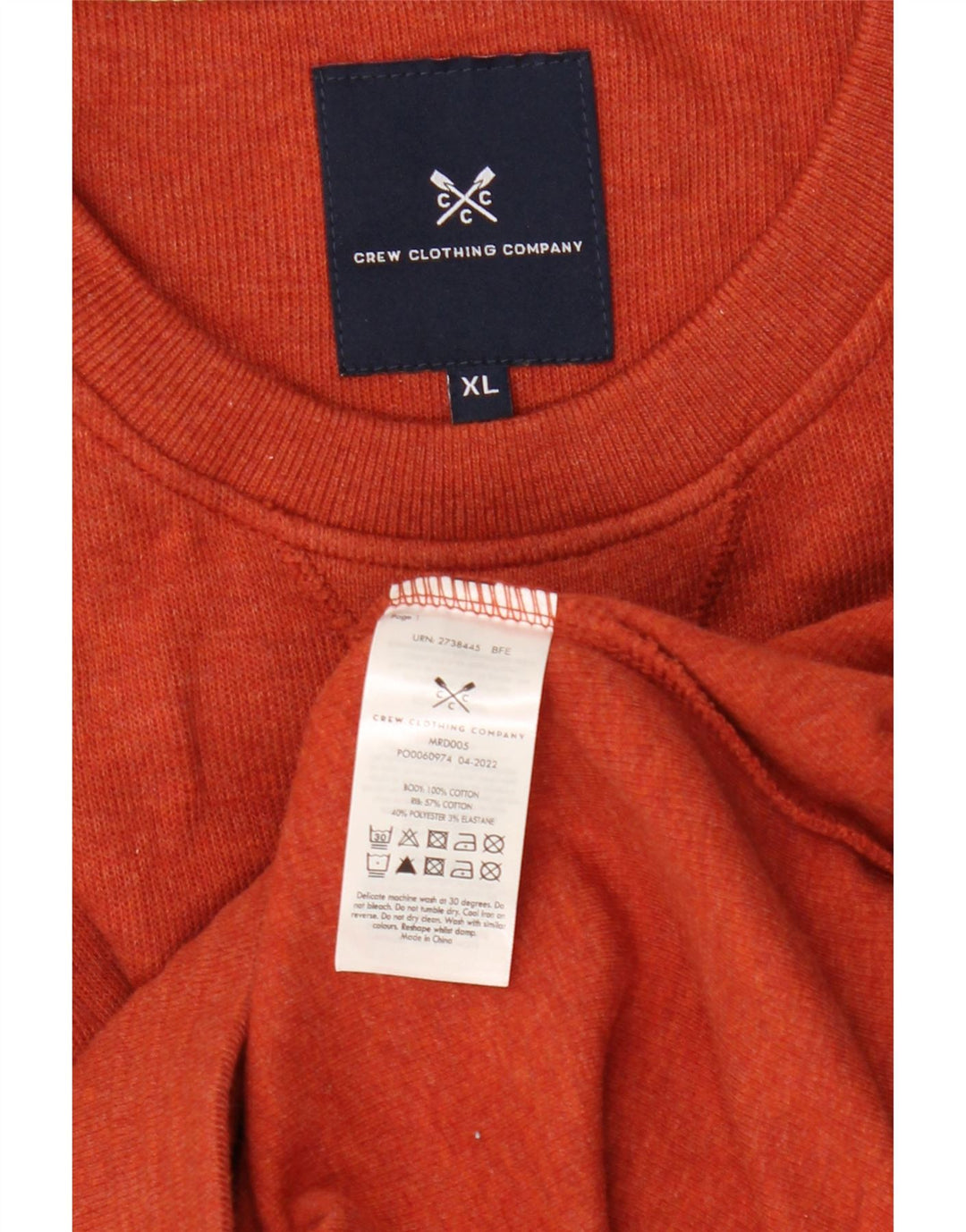 Crew Clothing Herren Sweatshirt Pullover XL Orange Baumwolle