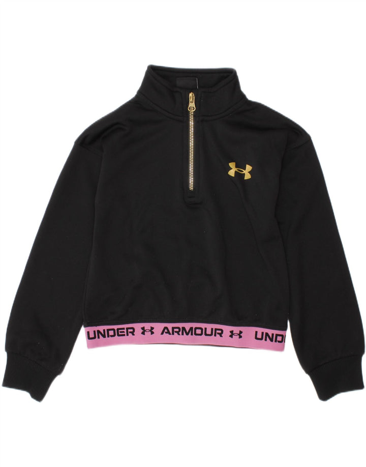 UNDER ARMOUR Mädchen-Sweatshirt mit Reißverschluss am Hals, 4–5 Jahre, Schwarz, Farbblock